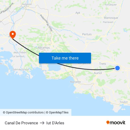 Canal De Provence to Iut D'Arles map