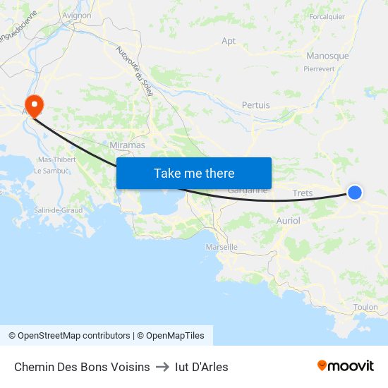 Chemin Des Bons Voisins to Iut D'Arles map