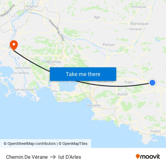 Chemin De Vérane to Iut D'Arles map