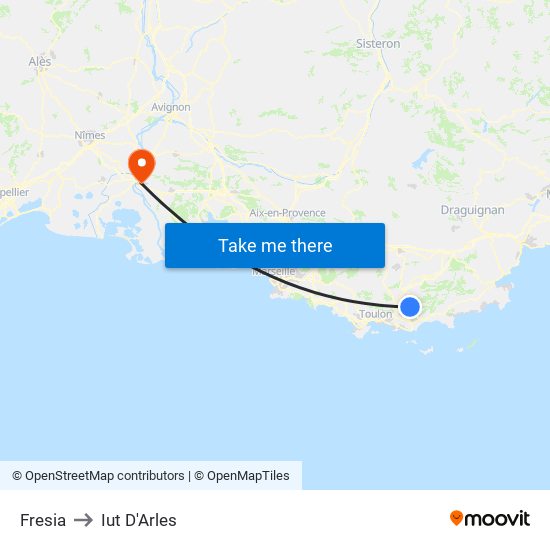 Fresia to Iut D'Arles map