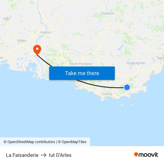 La Faisanderie to Iut D'Arles map