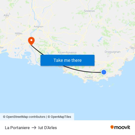 La Portaniere to Iut D'Arles map