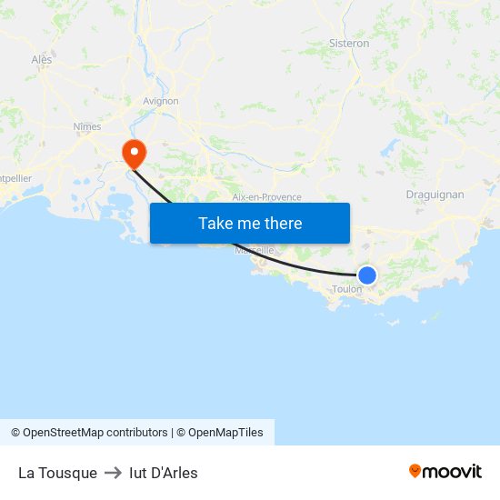 La Tousque to Iut D'Arles map