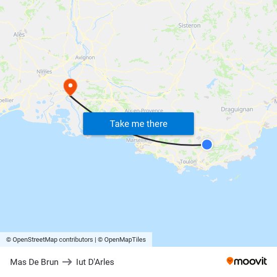 Mas De Brun to Iut D'Arles map