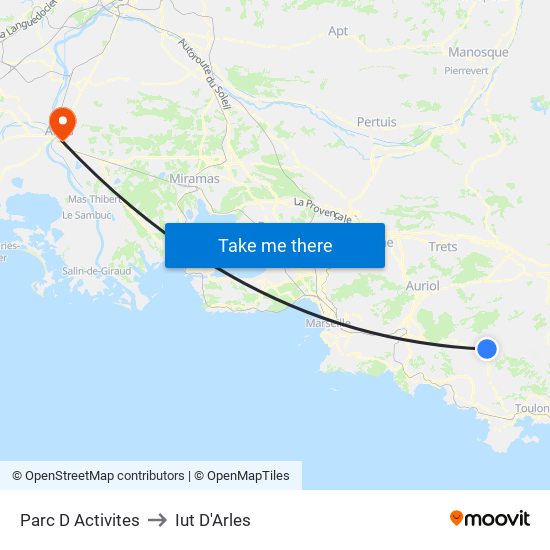 Parc D Activites to Iut D'Arles map