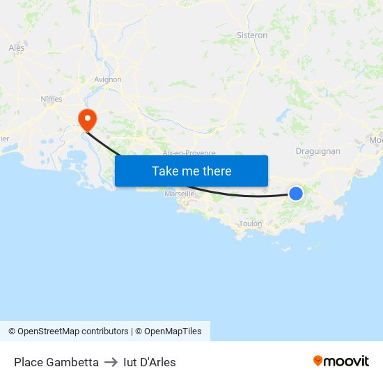 Place Gambetta to Iut D'Arles map