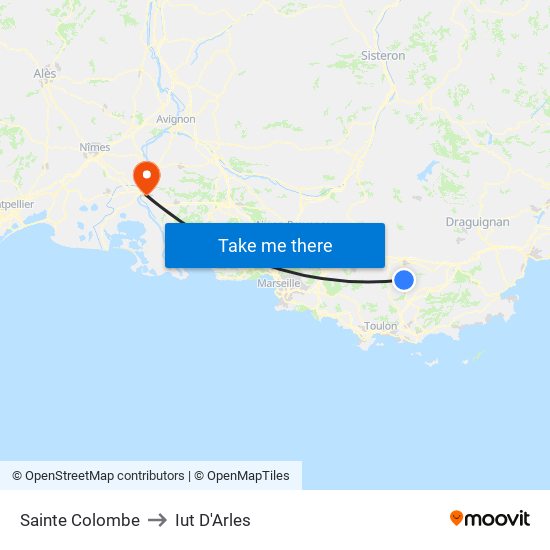 Sainte Colombe to Iut D'Arles map
