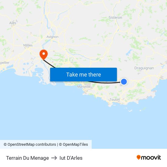 Terrain Du Menage to Iut D'Arles map