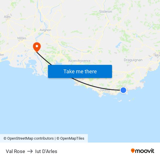 Val Rose to Iut D'Arles map