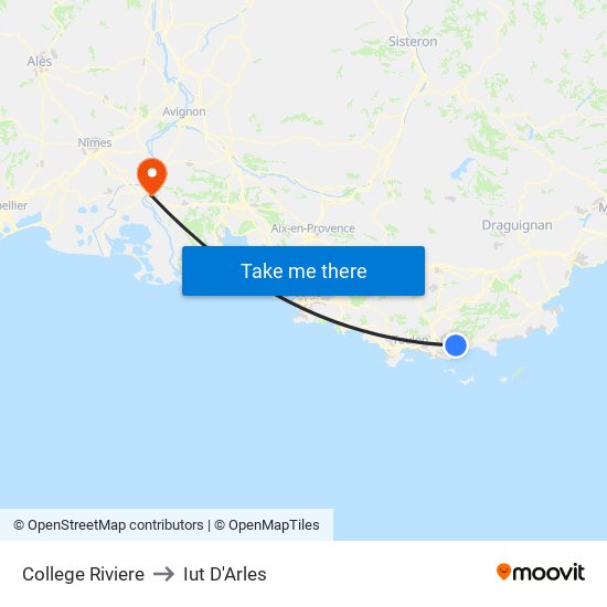 College Riviere to Iut D'Arles map