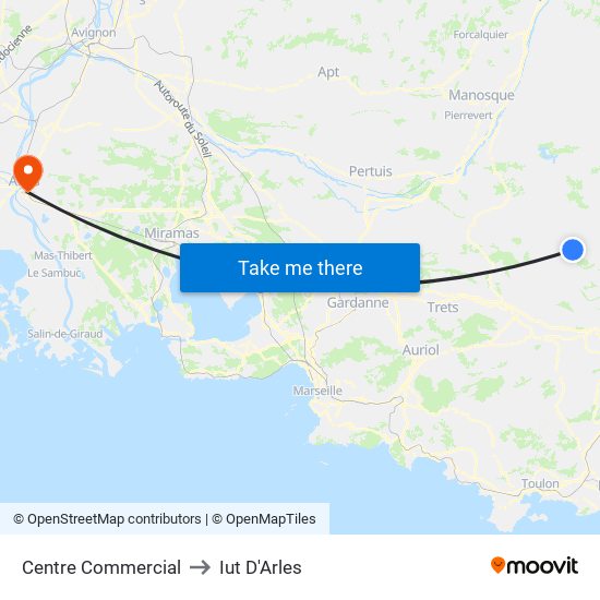 Centre Commercial to Iut D'Arles map