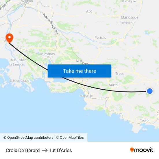 Croix De Berard to Iut D'Arles map
