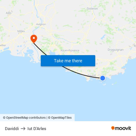 Daviddi to Iut D'Arles map