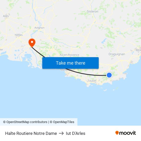 Halte Routiere Notre Dame to Iut D'Arles map