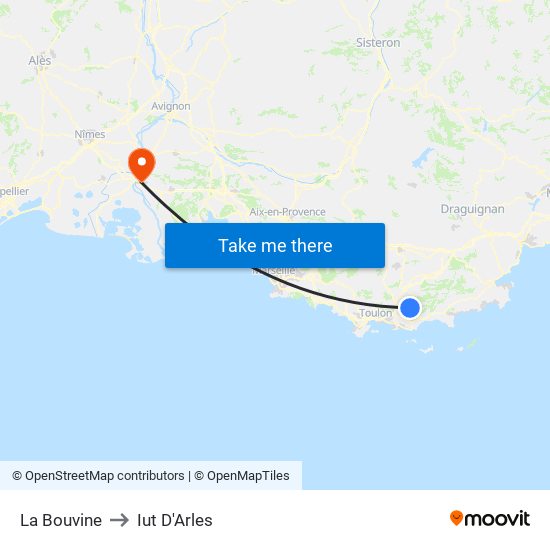 La Bouvine to Iut D'Arles map