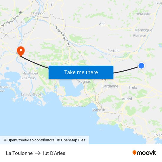 La Toulonne to Iut D'Arles map