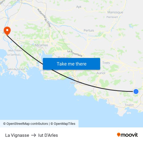 La Vignasse to Iut D'Arles map