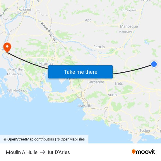 Moulin A Huile to Iut D'Arles map
