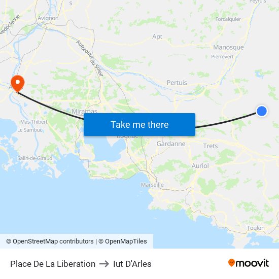 Place De La Liberation to Iut D'Arles map
