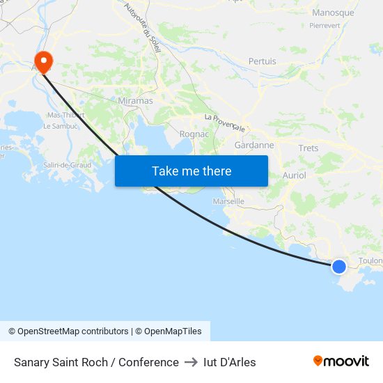 Sanary Saint Roch / Conference to Iut D'Arles map