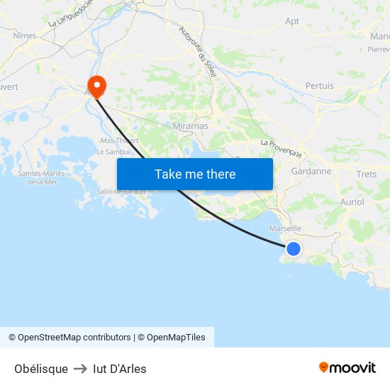 Obélisque to Iut D'Arles map