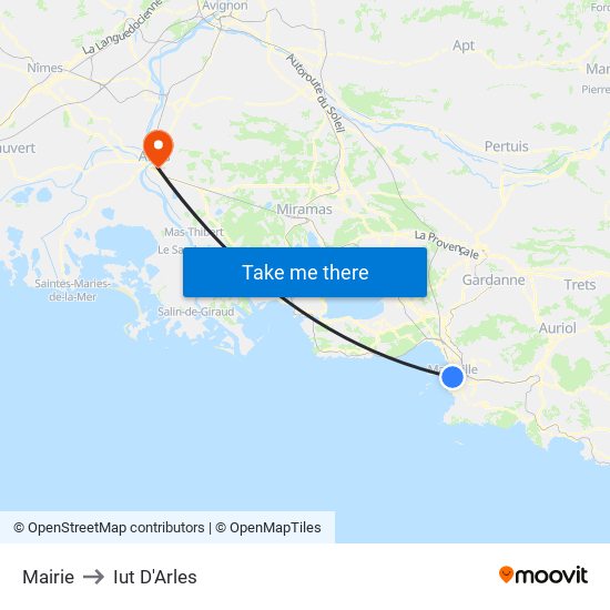 Mairie to Iut D'Arles map