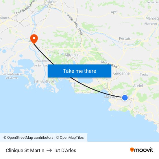 Clinique St Martin to Iut D'Arles map
