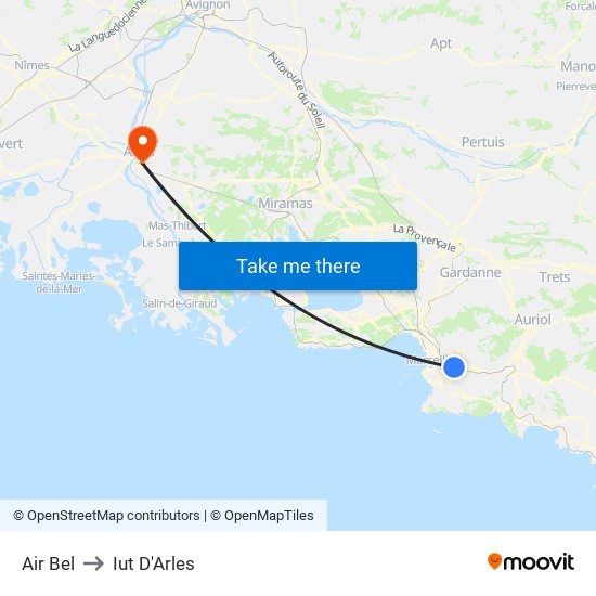 Air Bel to Iut D'Arles map