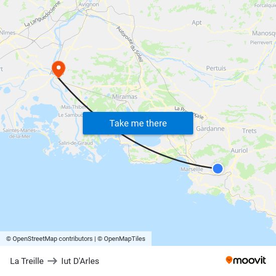 La Treille to Iut D'Arles map