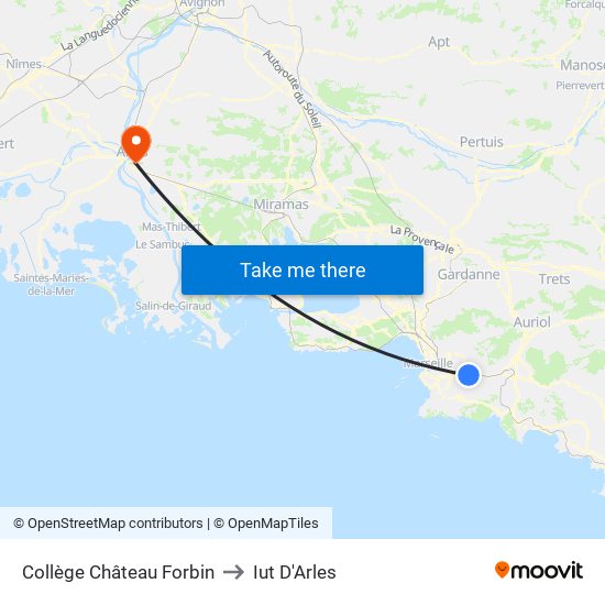Collège Château Forbin to Iut D'Arles map