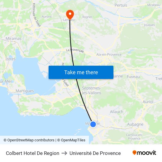 Colbert Hotel De Region to Université De Provence map