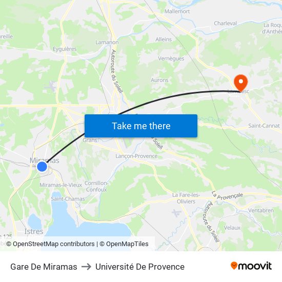 Gare De Miramas to Université De Provence map