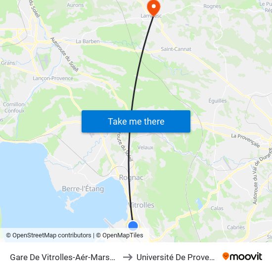 Gare De Vitrolles-Aér-Marseille to Université De Provence map