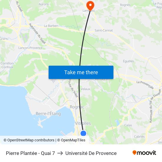 Pierre Plantée - Quai 7 to Université De Provence map