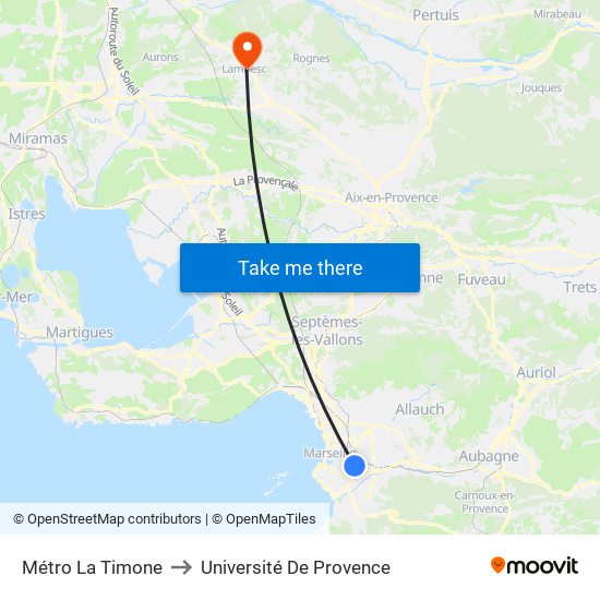 Métro La Timone to Université De Provence map