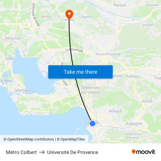 Métro Colbert to Université De Provence map