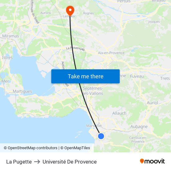La Pugette to Université De Provence map