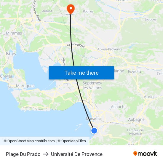 Plage Du Prado to Université De Provence map
