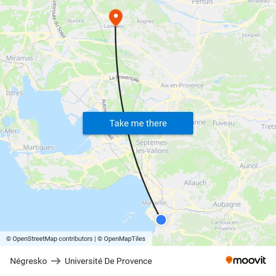 Négresko to Université De Provence map