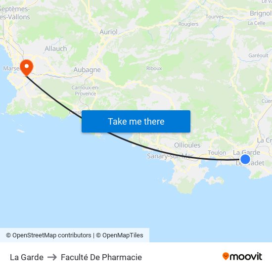 La Garde to Faculté De Pharmacie map