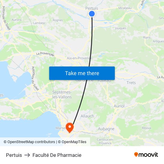 Pertuis to Faculté De Pharmacie map