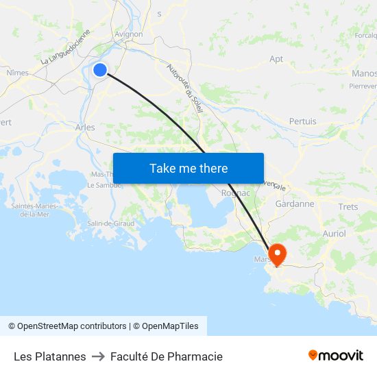 Les Platannes to Faculté De Pharmacie map
