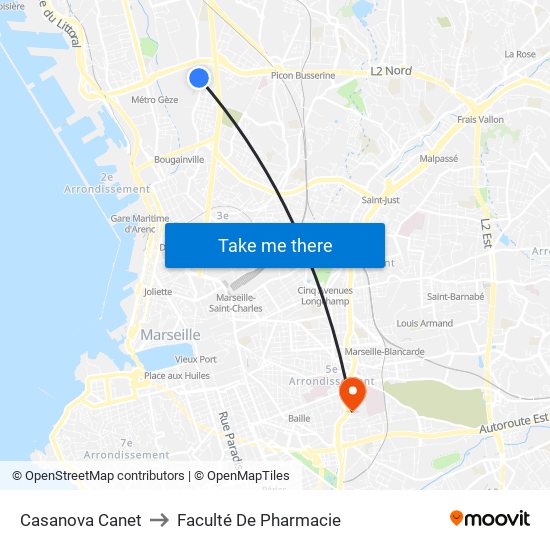 Casanova Canet to Faculté De Pharmacie map