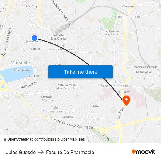 Jules Guesde to Faculté De Pharmacie map