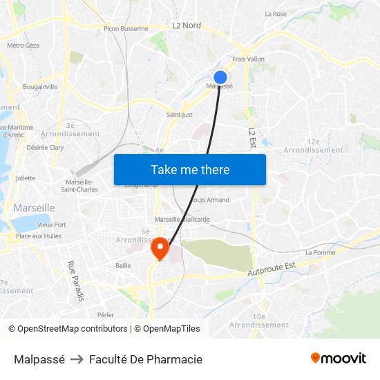 Malpassé to Faculté De Pharmacie map
