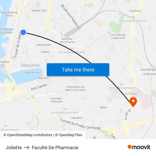 Joliette to Faculté De Pharmacie map