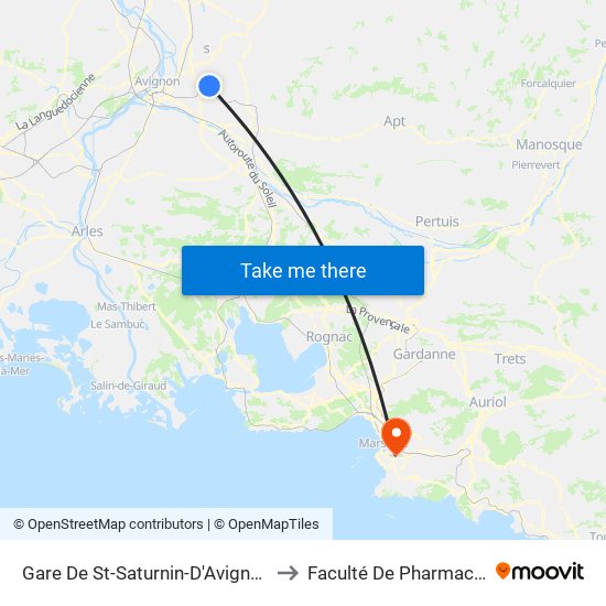 Gare De St-Saturnin-D'Avignon to Faculté De Pharmacie map