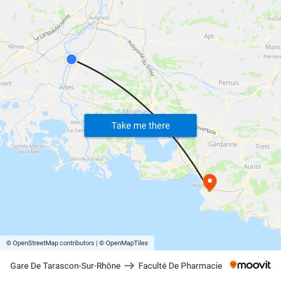 Gare De Tarascon-Sur-Rhône to Faculté De Pharmacie map