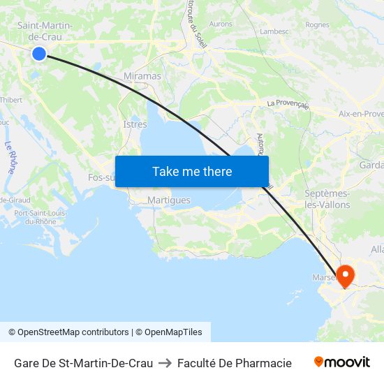 Gare De St-Martin-De-Crau to Faculté De Pharmacie map