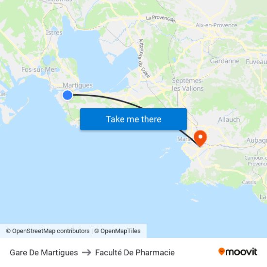 Gare De Martigues to Faculté De Pharmacie map